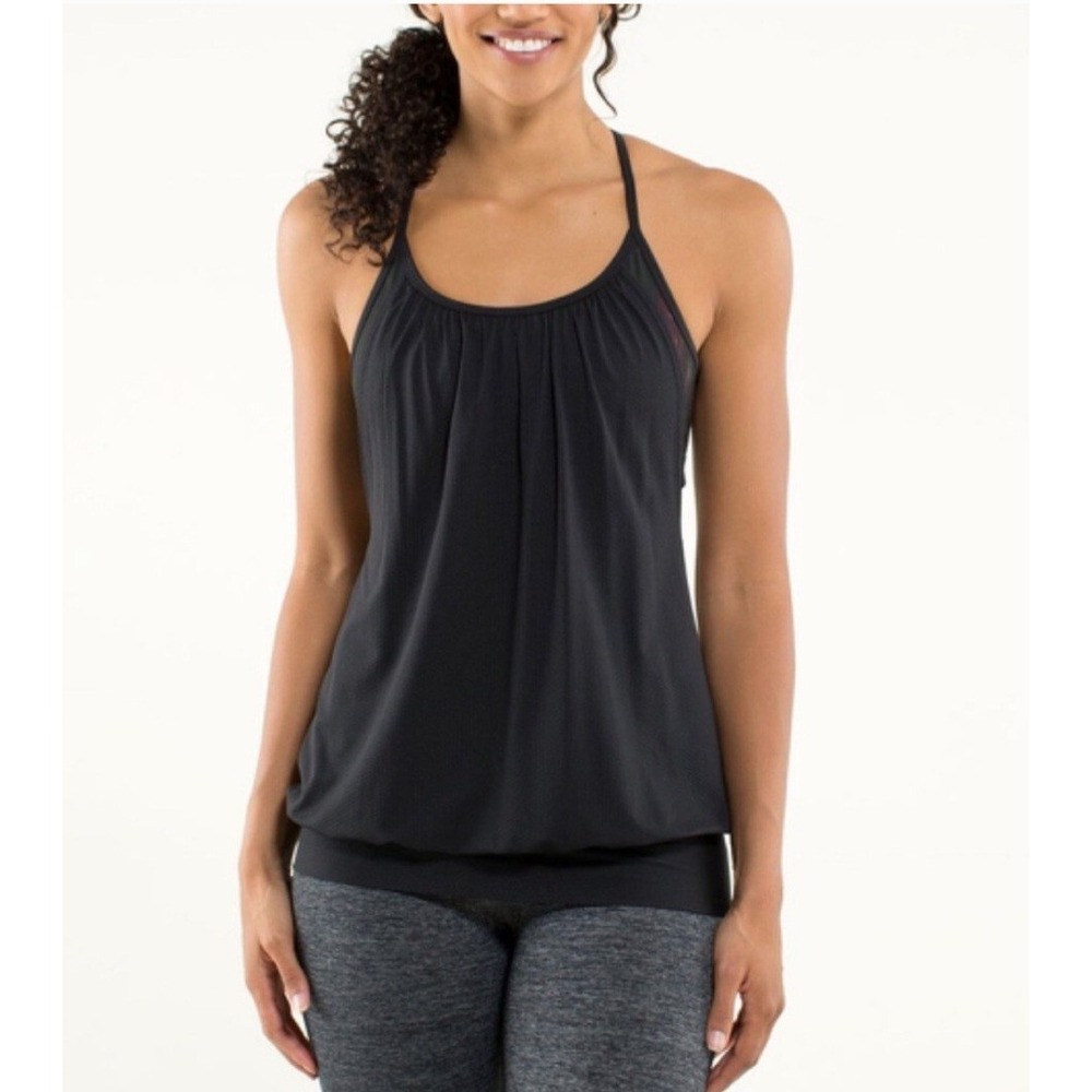 Lululemon No Limit Tank Top Black Built In Bra Yoga Racerback Womens Size 4